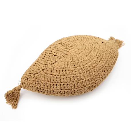 Coussin bohème coton crochet plume Ecru+Moutarde+Nude 7 - vertbaudet enfant 