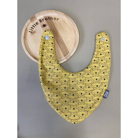 Bavoir bandana (bleu imprimé feuilles) Animaux polaires+Blanc étoiles+Bleu imprimé feuilles+Gris étoiles+Jaune étoiles+Jaune feuilles+Kaki triangles+Koala moutarde+Menthe+Monaha+Oasis+Ourson+Petites oies+Rose étoiles+Rose pâle étoiles+Savane+Sunny 25 - vertbaudet enfant 