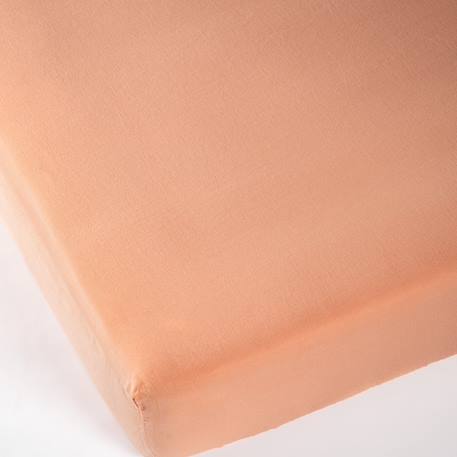 Drap housse 1 personne satin de coton bio lavé Ambre+Blanc craie+Cyprès+Lin+Peach+Tilleul 26 - vertbaudet enfant 
