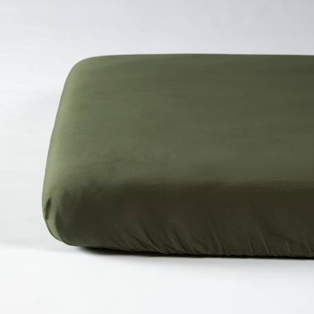 Drap housse bébé satin de coton bio lavé Ambre+Blanc craie+Brun+Cyprès+Lin+Peach+Tilleul 20 - vertbaudet enfant 