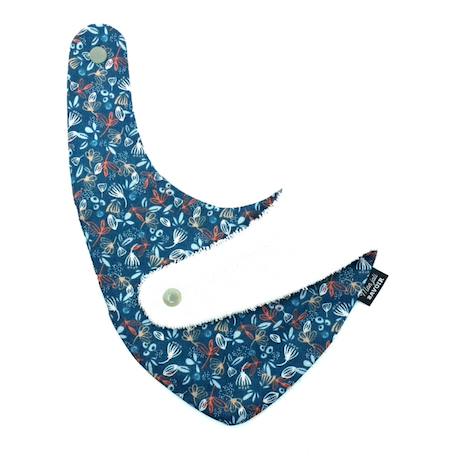 Bavoir bandana (bleu imprimé feuilles) Animaux polaires+Blanc étoiles+Bleu imprimé feuilles+Gris étoiles+Jaune étoiles+Jaune feuilles+Kaki triangles+Koala moutarde+Menthe+Monaha+Oasis+Ourson+Petites oies+Rose étoiles+Rose pâle étoiles+Savane+Sunny 9 - vertbaudet enfant 