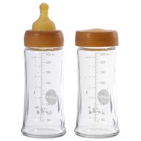 Lot de 2 biberons en verre et caoutchouc naturel - 250 ml Multi-coloured 1 - vertbaudet enfant 