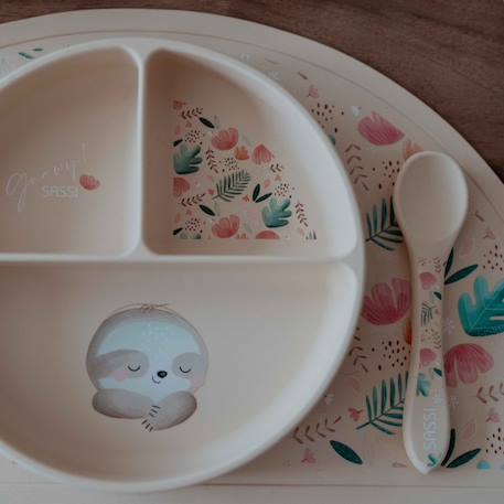 Set fourchette et cuillère en silicone animaux Beige+Menthe+Orange+Rose+Vert+Vert paon 5 - vertbaudet enfant 