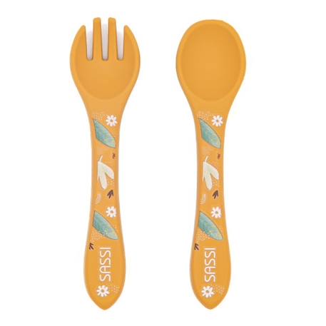 Set fourchette et cuillère en silicone animaux Beige+Menthe+Orange+Rose+Vert+Vert paon 13 - vertbaudet enfant 