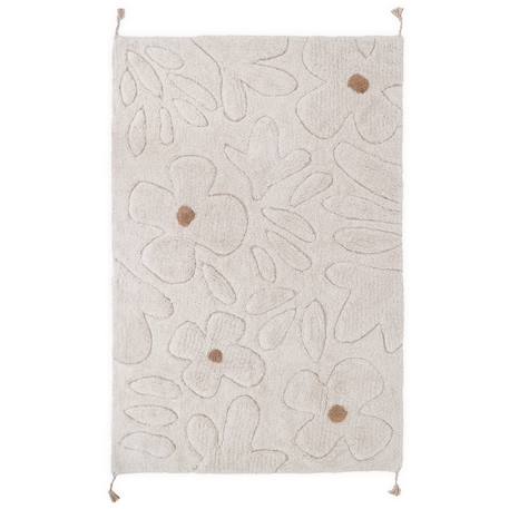 Tapis enfant coton lavable motif fleurs gentle flora Ecru 1 - vertbaudet enfant 