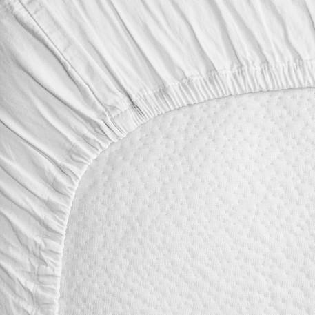 Drap housse 1 personne satin de coton bio lavé Ambre+Blanc craie+Cyprès+Lin+Peach+Tilleul 9 - vertbaudet enfant 