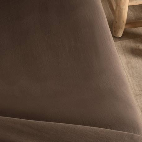 Drap housse satin de coton bio lavé 1 personne Ambre+Blanc craie+Brun+Cyprès+Lin+Peach+Tilleul 13 - vertbaudet enfant 