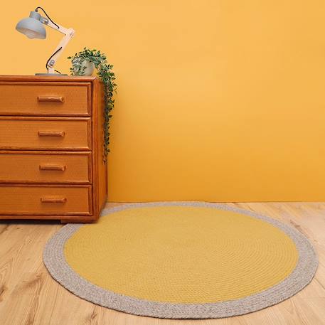 Tapis rond laine tressé nolan Bleu+Curcuma+Rouille 8 - vertbaudet enfant 