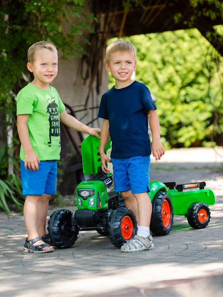 Tracteur à pédales supercharger avec capot ouvrant et remorque Rouge+Vert 12 - vertbaudet enfant 