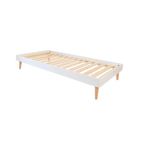 Lit enfant avec pieds bois massif darla Blanc+Bois 2 - vertbaudet enfant 
