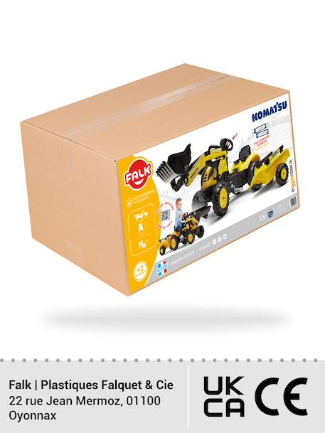 Tractopelle à pédales avec remorque Jaune Komatsu+Vert Claas 5 - vertbaudet enfant 