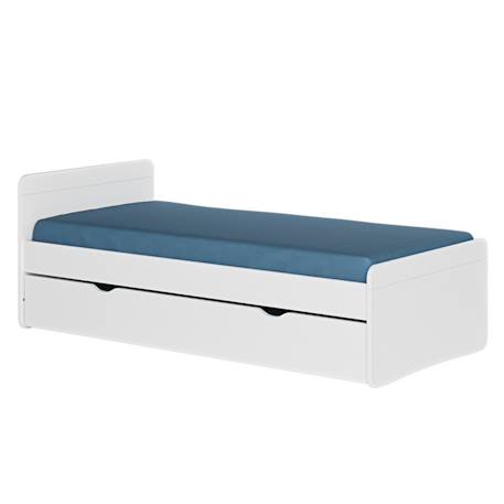 Pack lit gigogne avec matelas bois massif lilow Blanc+Bois 1 - vertbaudet enfant 