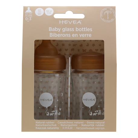Lot de 2 biberons en verre et caoutchouc naturel - 150 ml Multi-coloured 2 - vertbaudet enfant 
