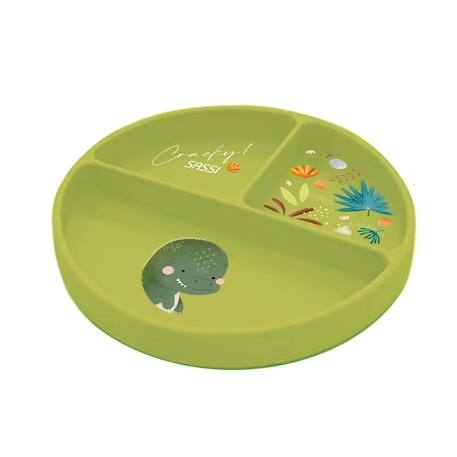 Assiette compartimentée en silicone avec ventouse animaux Menthe+Rose+Vert 13 - vertbaudet enfant 