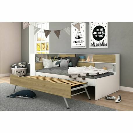 Lit cosy gigogne play Blanc+Blanc et bois 10 - vertbaudet enfant 