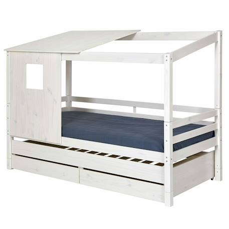 Lit cabane gigogne bois massif alma Blanc+Bois 3 - vertbaudet enfant 