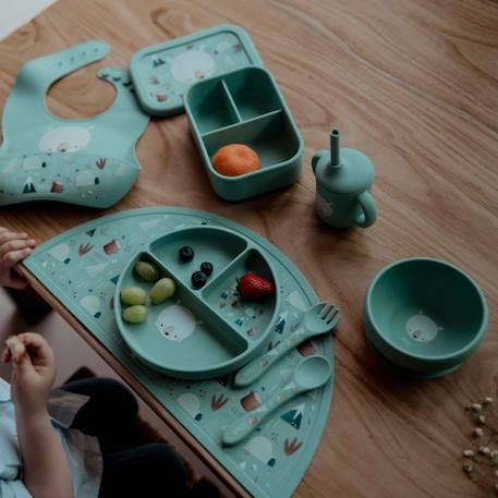Set fourchette et cuillère en silicone animaux Beige+Menthe+Orange+Rose+Vert+Vert paon 9 - vertbaudet enfant 