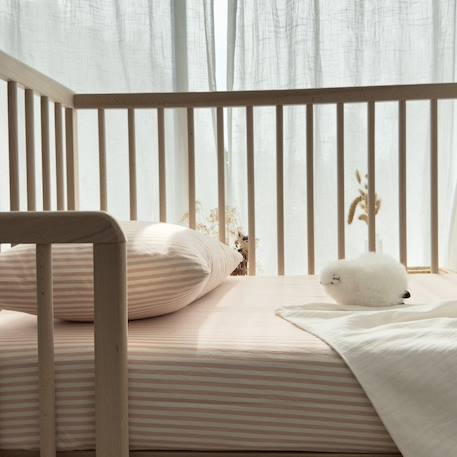 Drap housse bébé percale de coton bio rayé Rayé ambre+Rayé lin+Rayé peach+Rayé tilleul 13 - vertbaudet enfant 