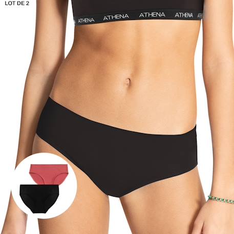 Lot de 2 slips fille my petit prix  fille Noir+Noir-rouge minéral+Rose 5 - vertbaudet enfant 