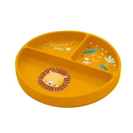 Assiette compartimentée en silicone avec ventouse animaux Beige+Menthe+Orange+Rose+Vert+Vert paon 16 - vertbaudet enfant 