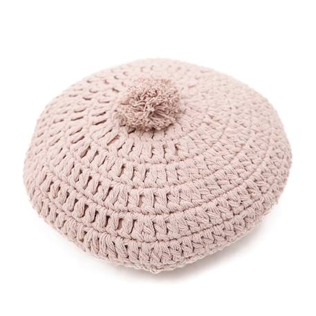 Coussin coton rond crochet lenka Ecru+Moutarde+Nude 13 - vertbaudet enfant 