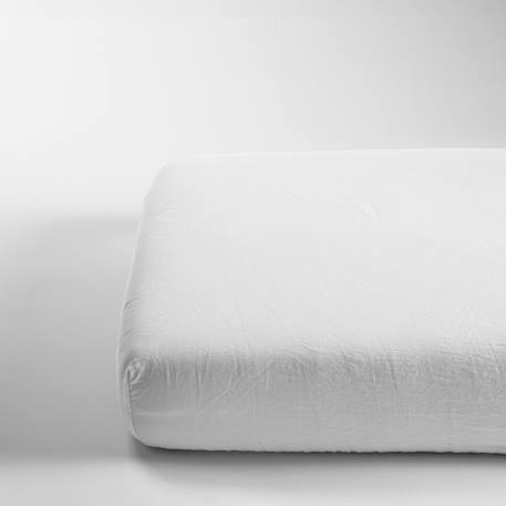 Drap housse bébé satin de coton bio lavé Ambre+Blanc craie+Brun+Cyprès+Lin+Peach+Tilleul 8 - vertbaudet enfant 