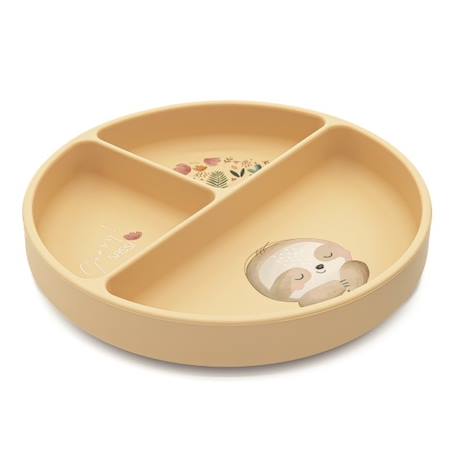 Assiette compartimentée en silicone avec ventouse animaux Beige+Menthe+Orange+Rose+Vert+Vert paon 2 - vertbaudet enfant 