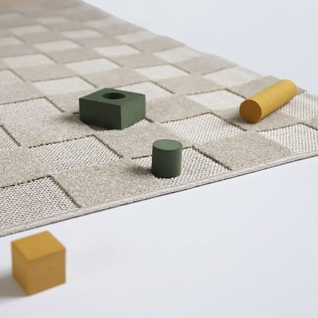 Tapis contemporain design damier damas Beige sable+Gris 8 - vertbaudet enfant 