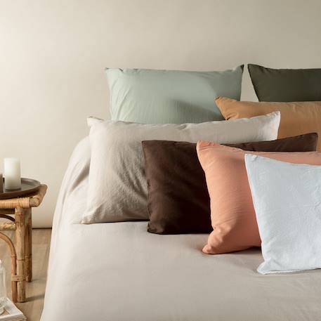 Drap housse 1 personne satin de coton bio lavé Ambre+Blanc craie+Cyprès+Lin+Peach+Tilleul 29 - vertbaudet enfant 