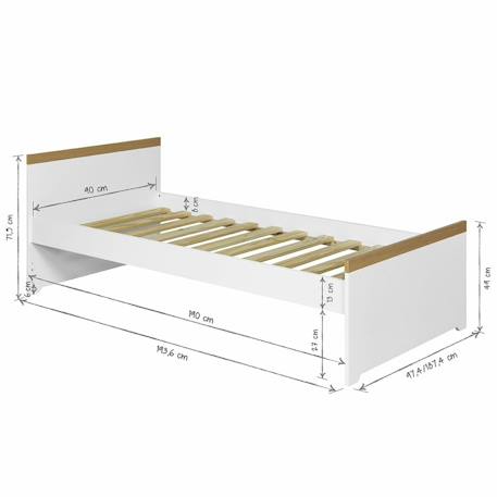 Lit enfant avec sommier gigogne nais Blanc 5 - vertbaudet enfant 