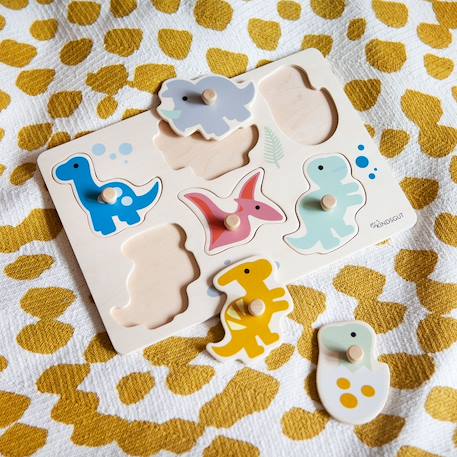 Puzzle à encastrer dinosaure en bois Multicolore 3 - vertbaudet enfant 