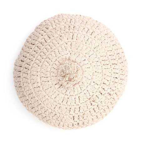 Coussin coton rond crochet lenka Ecru+Moutarde+Nude 2 - vertbaudet enfant 