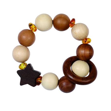 Hochet bois flexible etoile et ambre Multi-coloured 1 - vertbaudet enfant 
