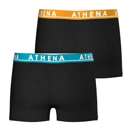 Lot de 2 boxers garçon easy color athena Bleu minéral-gris chiné+Noir 7 - vertbaudet enfant 
