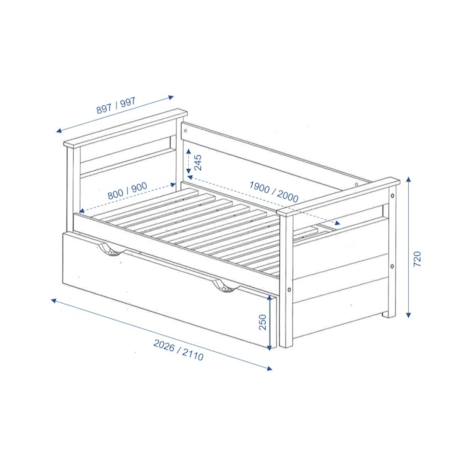 Lit banquette gigogne bois massif izao Blanc+Bois naturel 10 - vertbaudet enfant 
