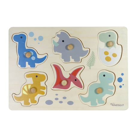 Puzzle à encastrer dinosaure en bois Multicolore 1 - vertbaudet enfant 