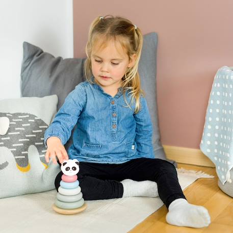Tour à empiler panda en bois Bois 4 - vertbaudet enfant 