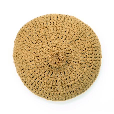 Coussin coton rond crochet lenka Ecru+Moutarde+Nude 8 - vertbaudet enfant 
