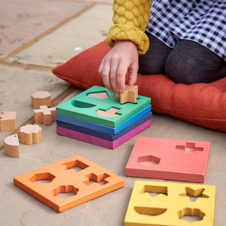 Empileur de forme en bois arc-en-ciel Multi-coloured 1 - vertbaudet enfant 