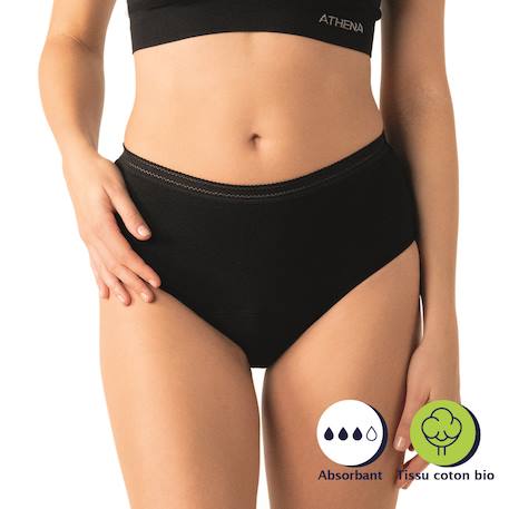 Culotte menstruelle taille haute femme Noir+Rose vintage 2 - vertbaudet enfant 