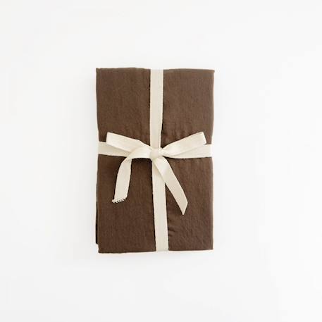 Drap housse satin de coton bio lavé 1 personne Ambre+Blanc craie+Brun+Cyprès+Lin+Peach+Tilleul 18 - vertbaudet enfant 