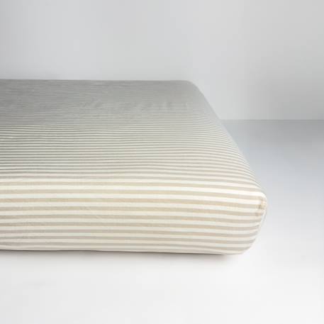 Drap housse bébé percale de coton bio rayé Rayé ambre+Rayé lin+Rayé peach+Rayé tilleul 8 - vertbaudet enfant 