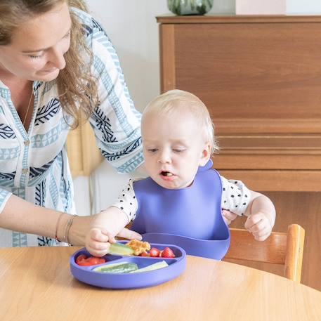 Bavoir bébé en silicone Menthe+Rose pâle+Violet 15 - vertbaudet enfant 