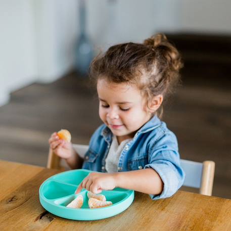 Assiette à compartiments avec ventouse aquamarine+gris clair+gris foncé+menthe+Rose foncé+rose pâle 20 - vertbaudet enfant 