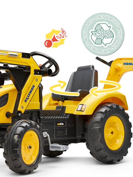 Tractopelle à pédales avec excavatrice arrière et remorque Jaune Komatsu+Vert 3 - vertbaudet enfant 