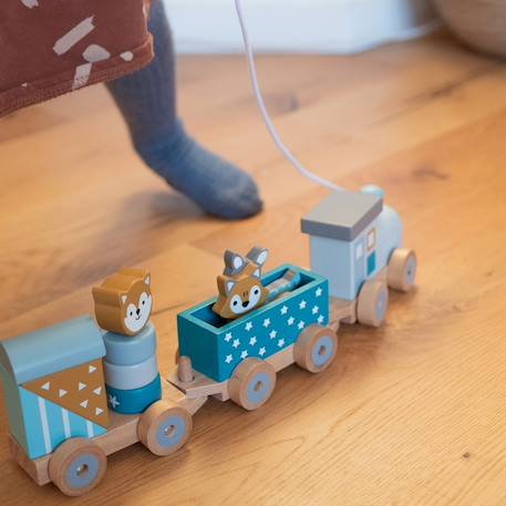 Petit train rayé animaux du zoo Bleu pétrole 4 - vertbaudet enfant 