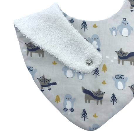 Bavoir bandana (bleu imprimé feuilles) Animaux polaires+Blanc étoiles+Bleu imprimé feuilles+Gris étoiles+Jaune étoiles+Jaune feuilles+Kaki triangles+Koala moutarde+Menthe+Monaha+Oasis+Ourson+Petites oies+Rose étoiles+Rose pâle étoiles+Savane+Sunny 3 - vertbaudet enfant 