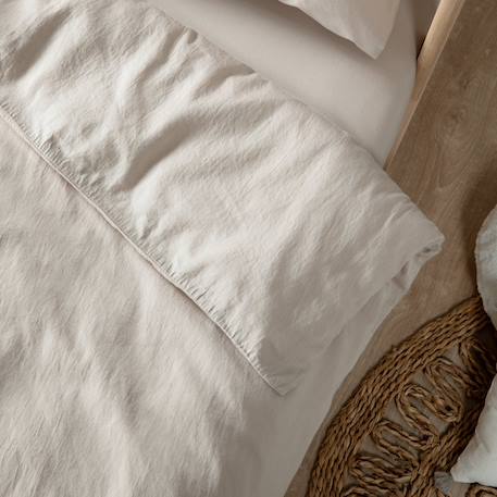 Drap housse bébé satin de coton bio lavé Ambre+Blanc craie+Brun+Cyprès+Lin+Peach+Tilleul 27 - vertbaudet enfant 