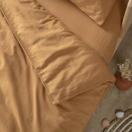 Drap housse bébé satin de coton bio lavé Ambre+Blanc craie+Brun+Cyprès+Lin+Peach+Tilleul 4 - vertbaudet enfant 