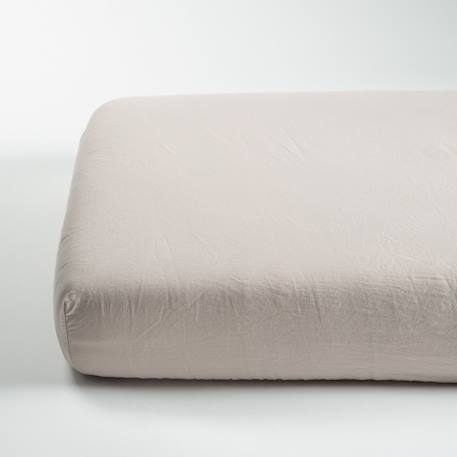 Drap housse 1 personne satin de coton bio lavé Ambre+Blanc craie+Cyprès+Lin+Peach+Tilleul 20 - vertbaudet enfant 